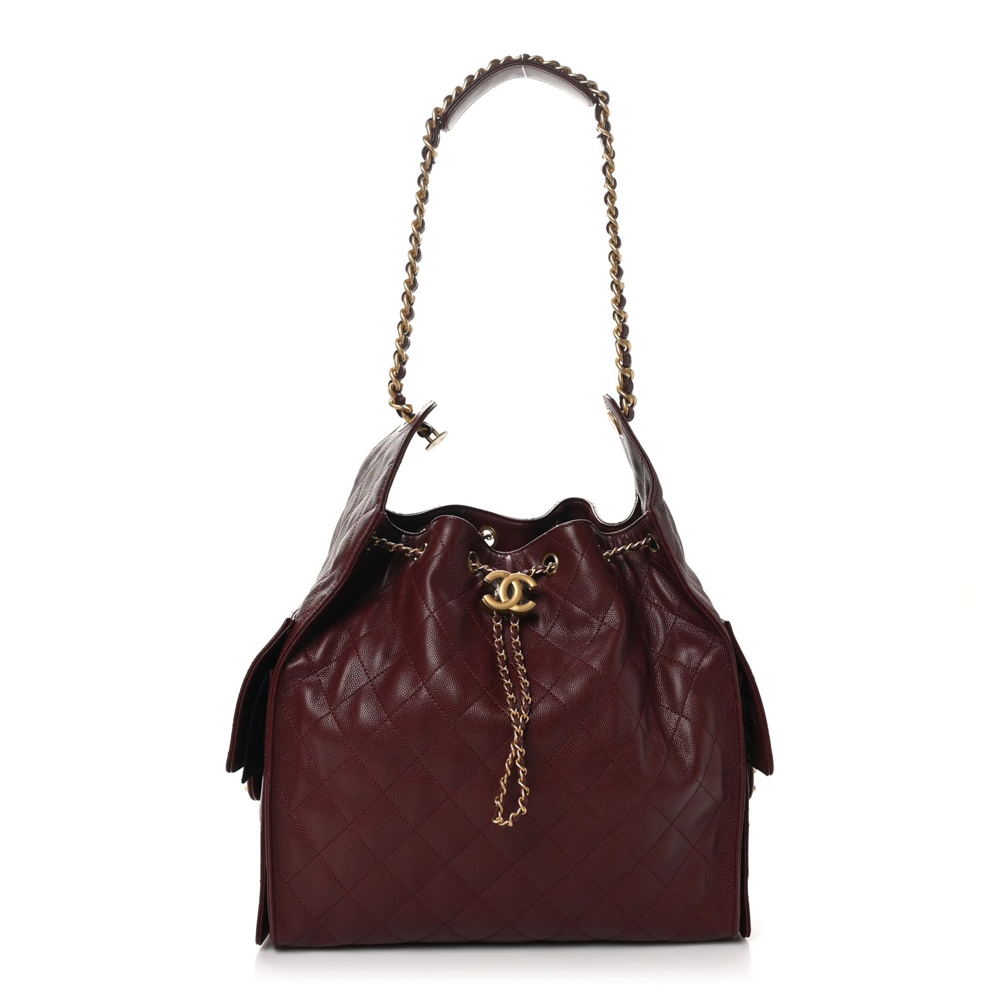 Caviar Quilted Medium Chanel 25 Handbag Burgundy