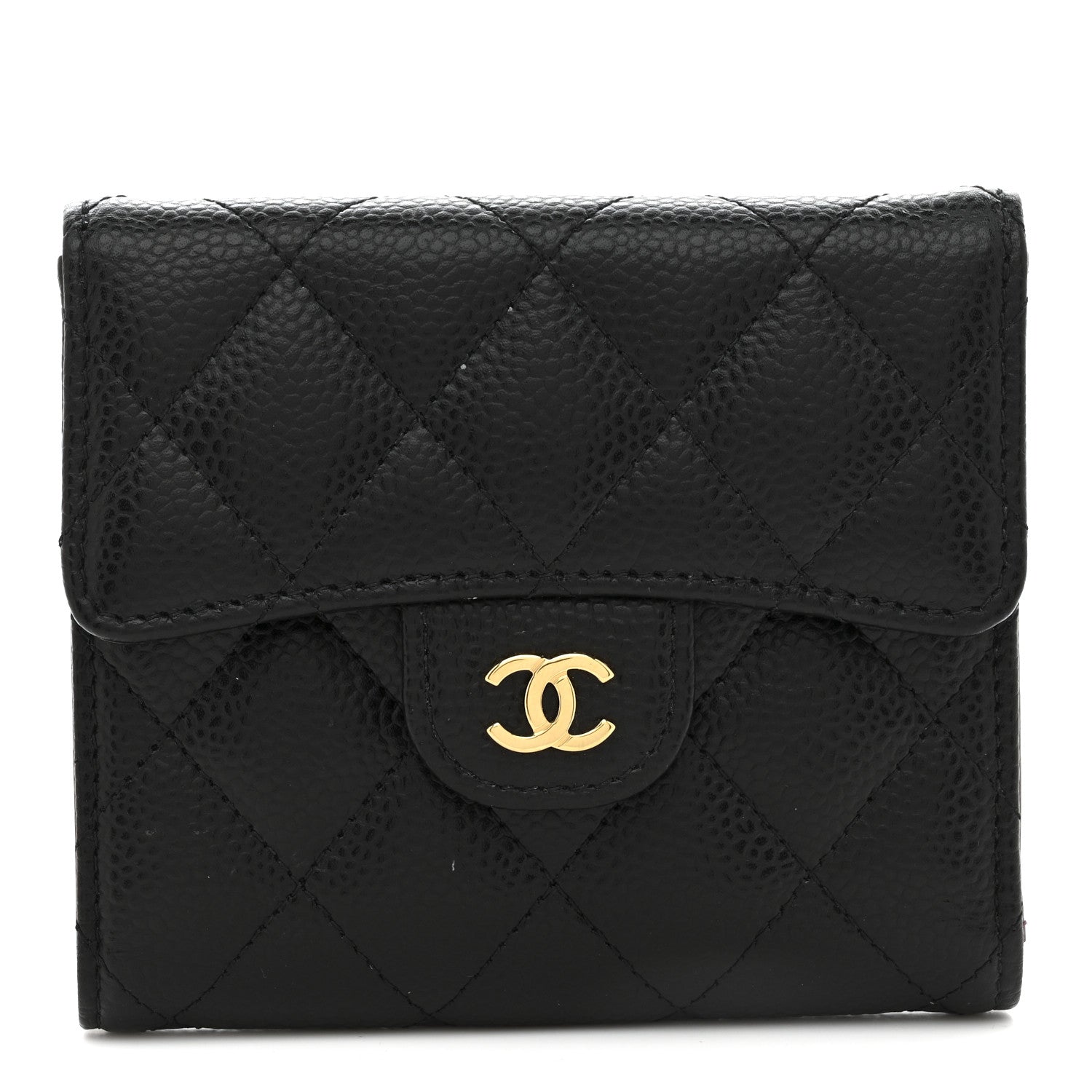 Chanel Caviar Quilted Compact Flap Wallet Black 1 of 8