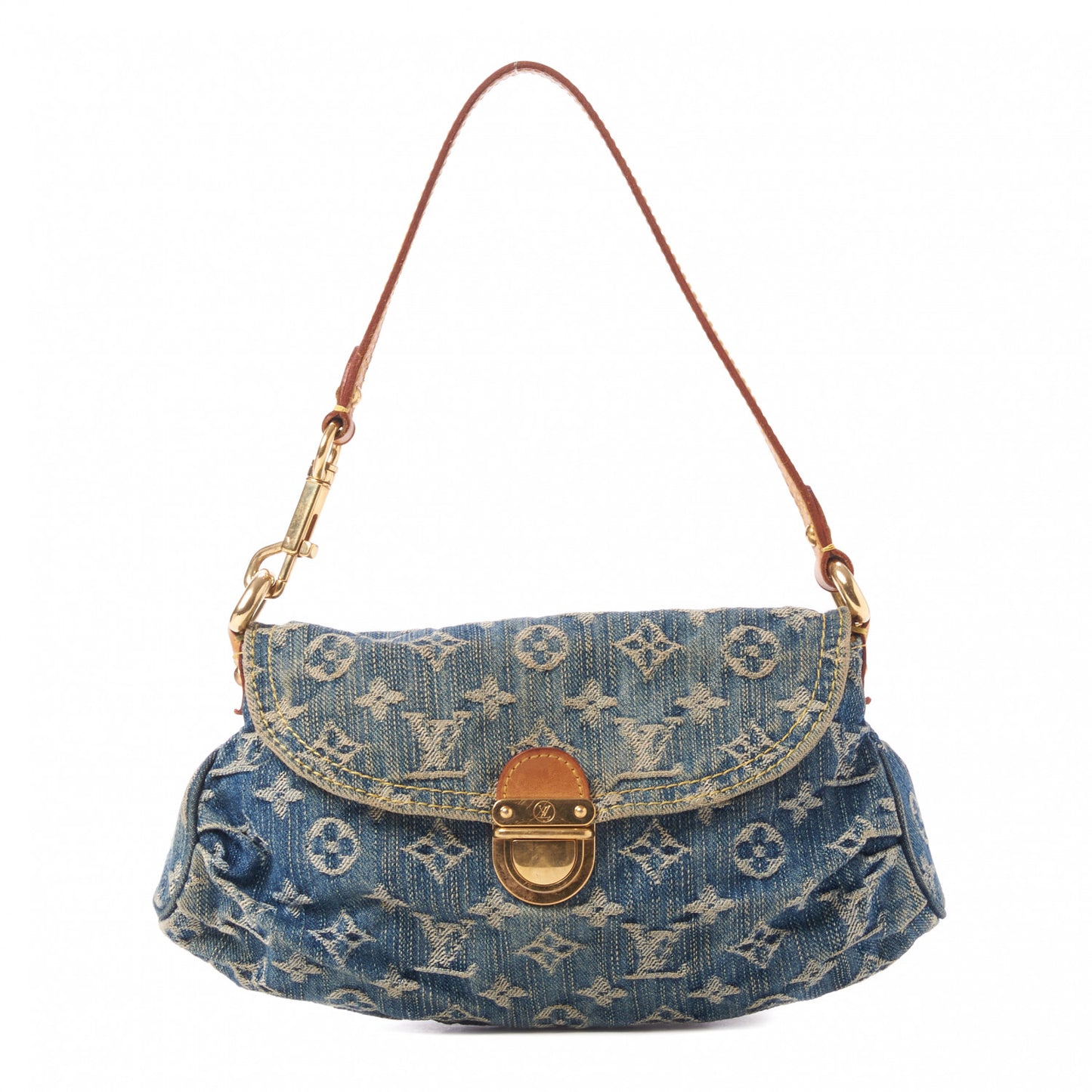 Monogram Denim Mini Pleaty Blue