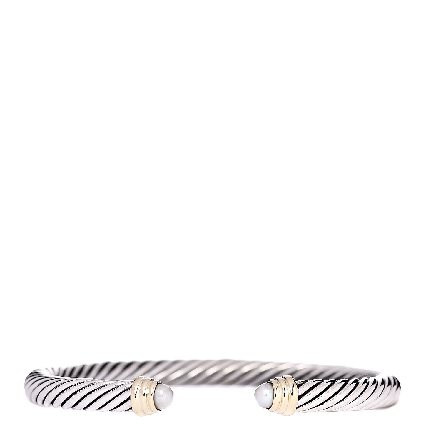 David Yurman Sterling Silver 14K Yellow Gold Pearl 5mm Cable Classics Petite Color Bracelet 1 of 4