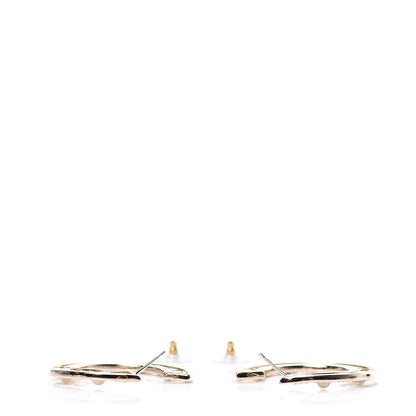 Chanel Crystal Pearl Bow-tiful CC Hoop Earrings Gold 4 of 6