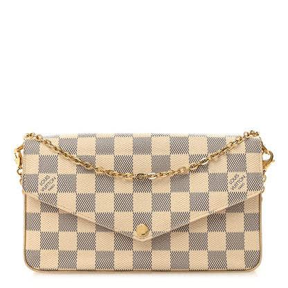 Louis Vuitton Damier Azur Pochette Felicie Chain Wallet Rose Ballerine 1 of 14