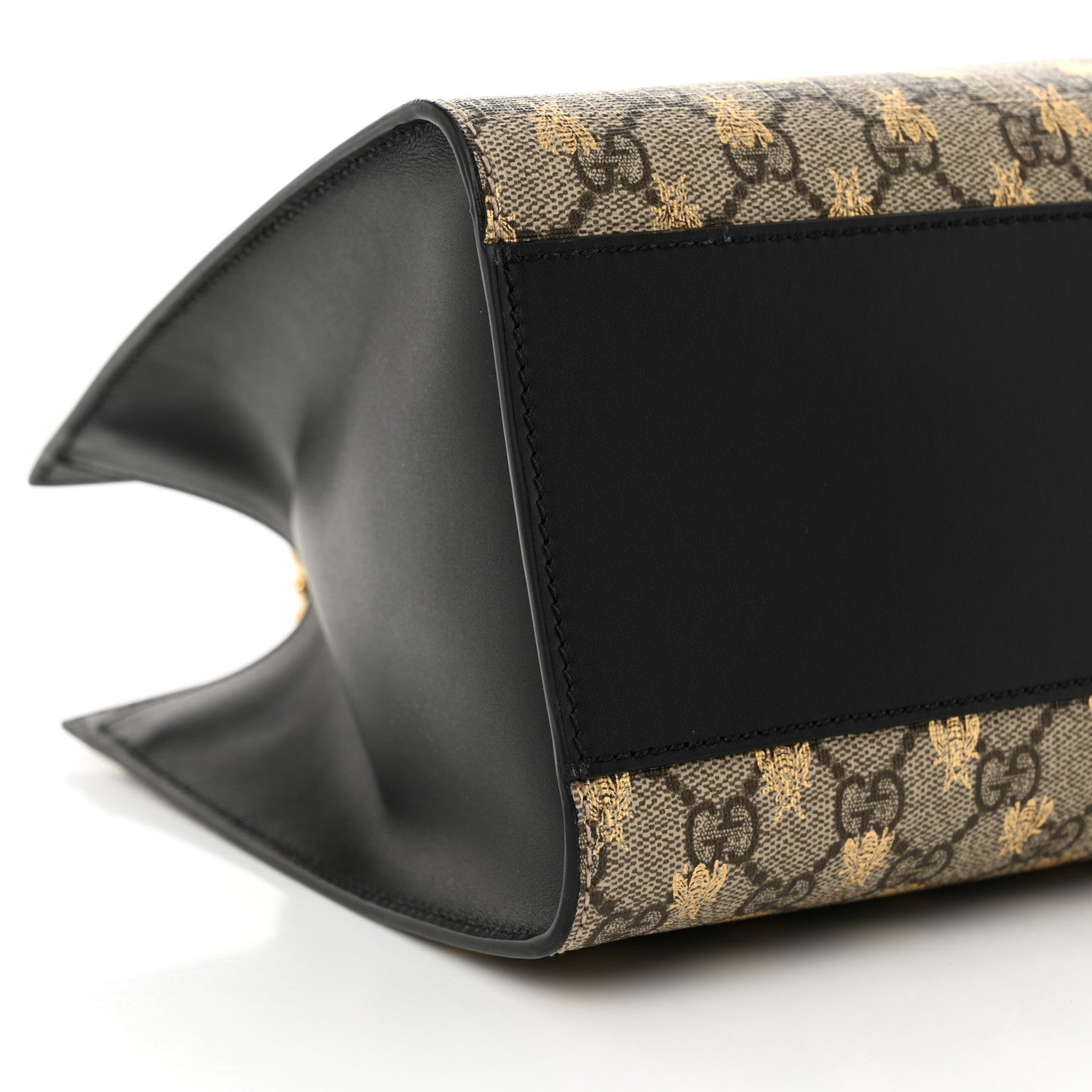 Gucci GG Supreme Monogram Bees Medium Padlock Tote Beige Oro Black 9 of 10