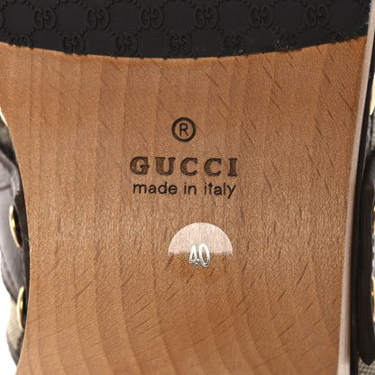 Gucci Monogram Goatskin Horsebit Clog Mules 40 Beige Ebony Brown Sugar 8 of 14