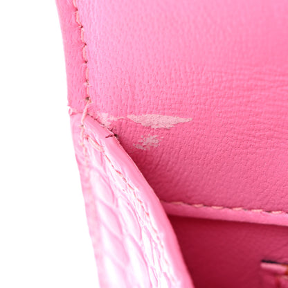 Balenciaga Shiny Calfskin Crocodile Embossed Small Hourglass Top Handle Bag Baby Pink 12 of 13
