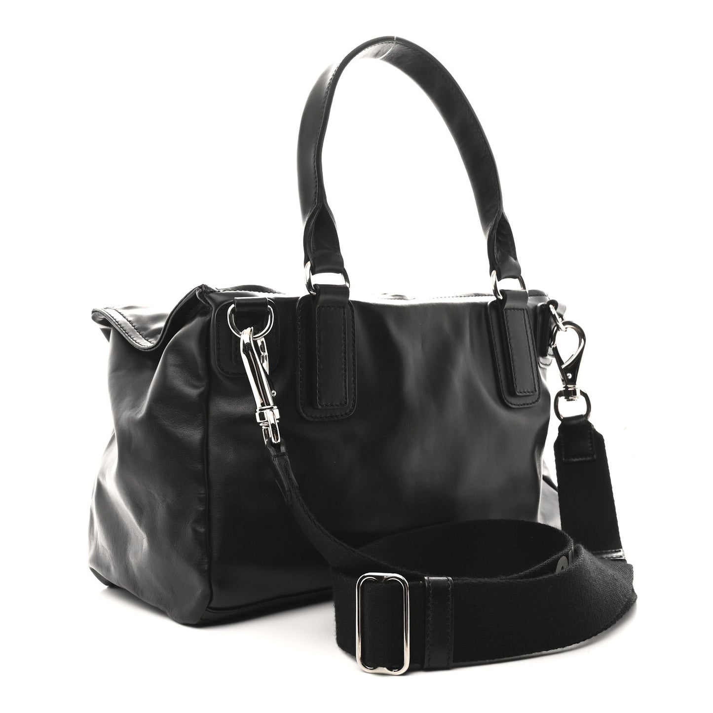 Calfskin Medium Pandora Logo Strap Black