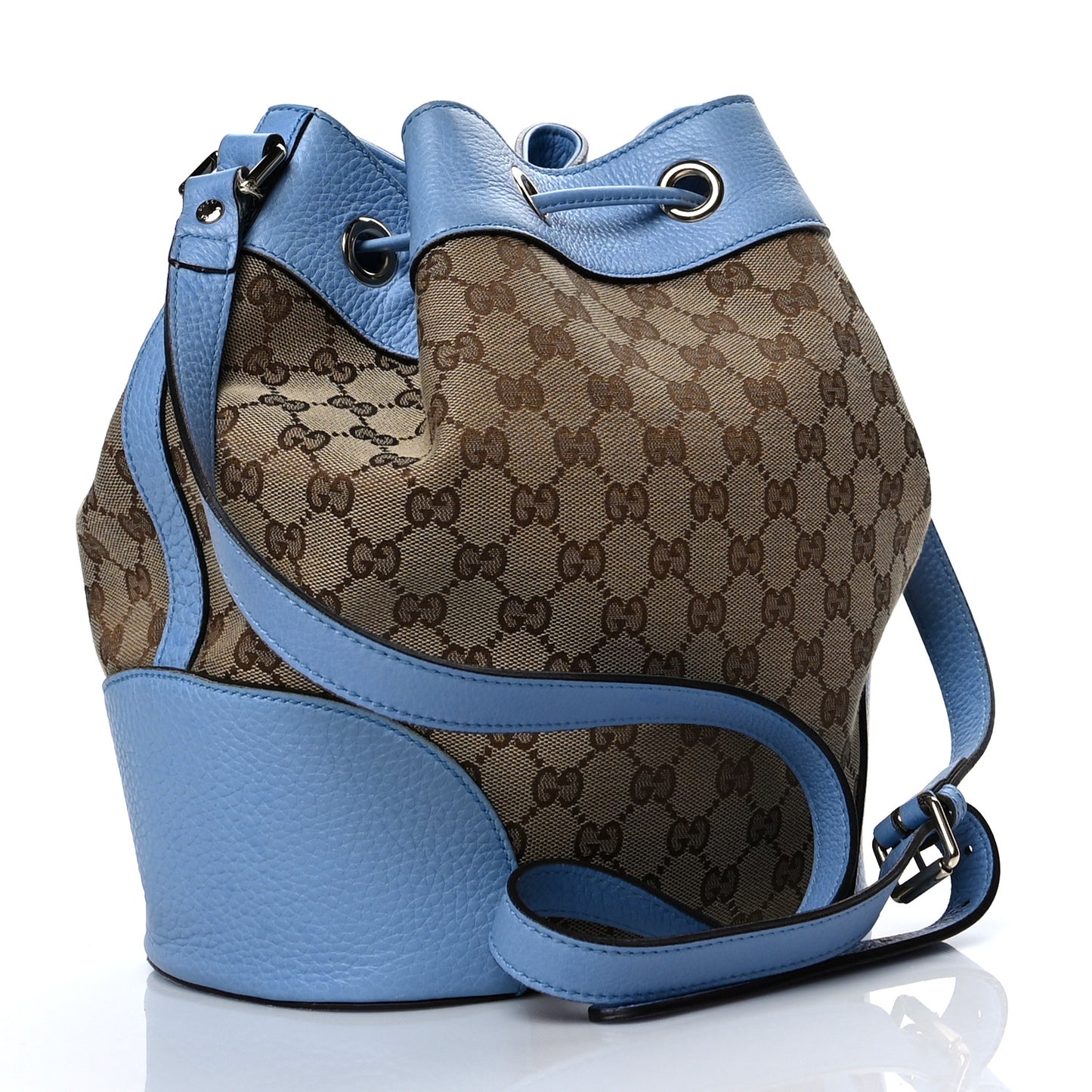 GG Monogram Calfskin Bucket Bag Blue