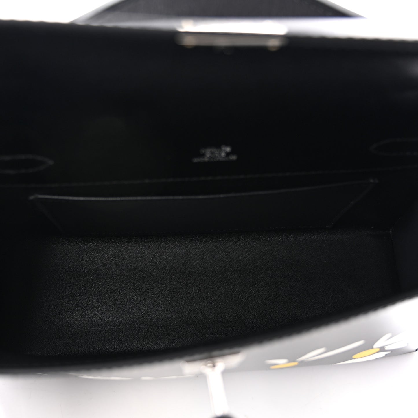 Box Marquetry Daisies Kelly Pochette Clutch Black White Jaune De Naples