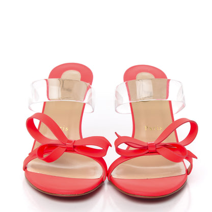 Christian Louboutin Matt Patent PVC Just Nodo 85 Slide Sandals 41 Fluo 2 of 8