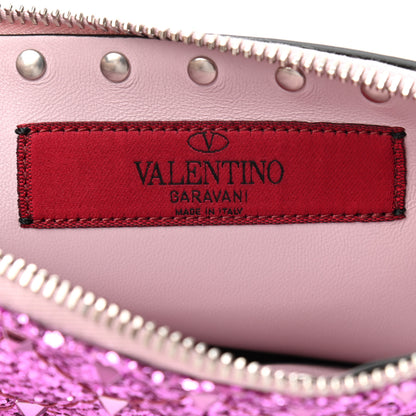 Valentino Garavani Glitter Rockstud Spike Zip Pouch Water Lilac 6 of 7