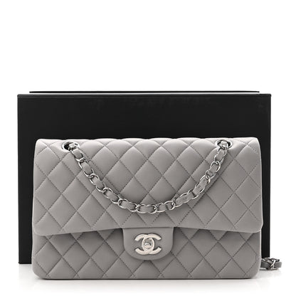 Chanel Lambskin Quilted Medium Double Flap Grey 11 of 11