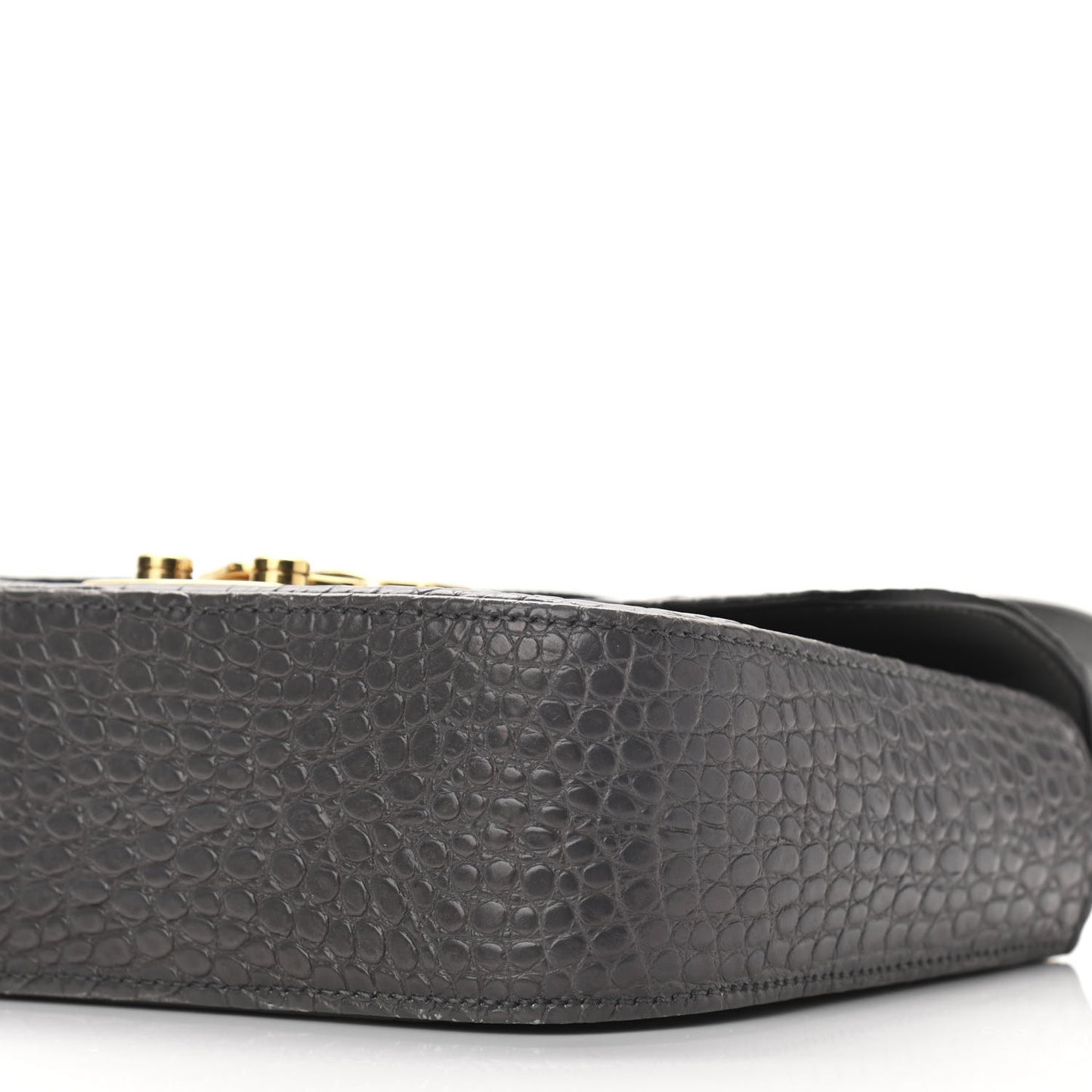 Crocodile Print Calfskin Top Handle Bag Mercurio