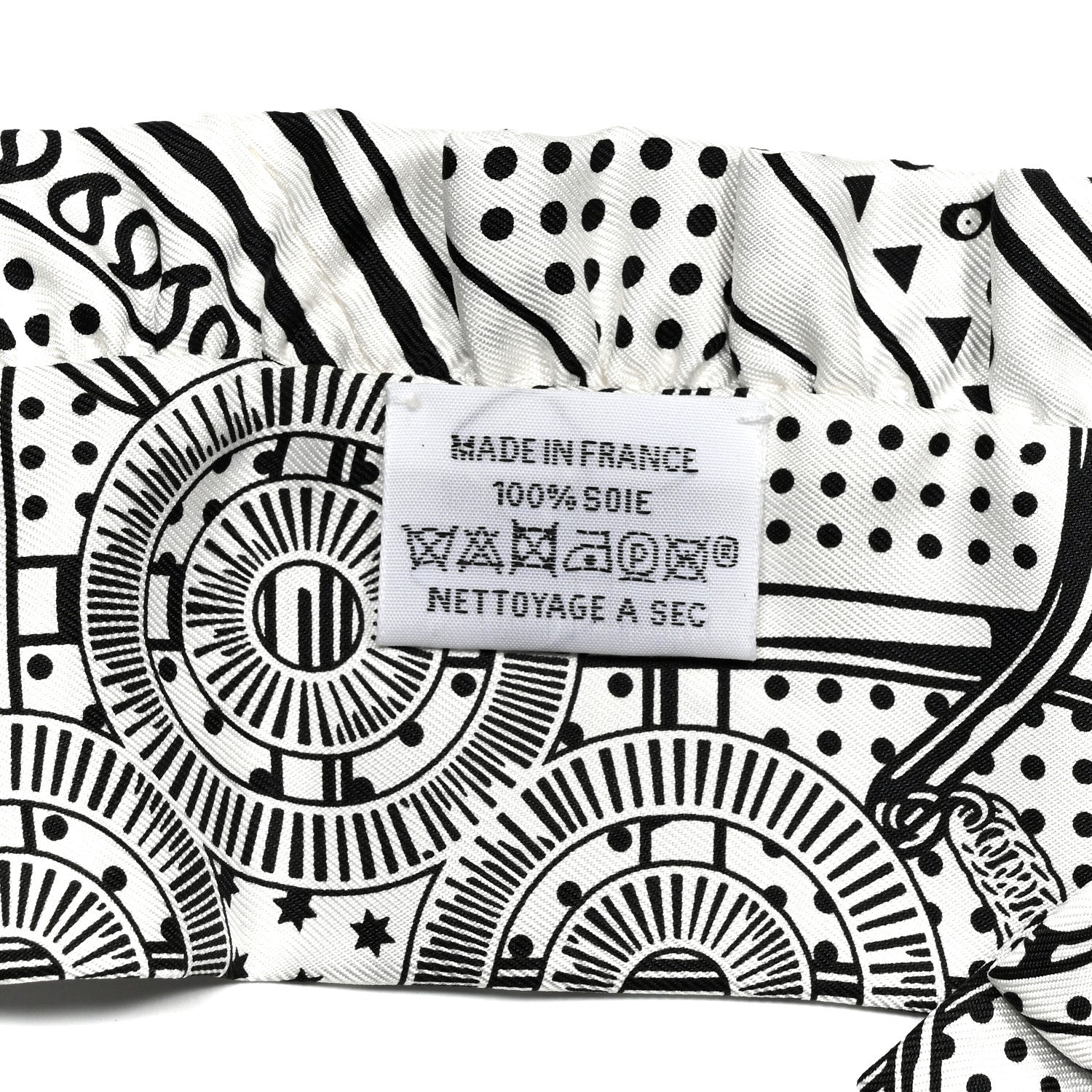 Hermes Silk Eperon d'Or Bandana Ruffle Twilly White Black 2 of 4