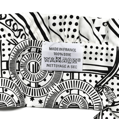 Hermes Silk Eperon d'Or Bandana Ruffle Twilly White Black 2 of 4