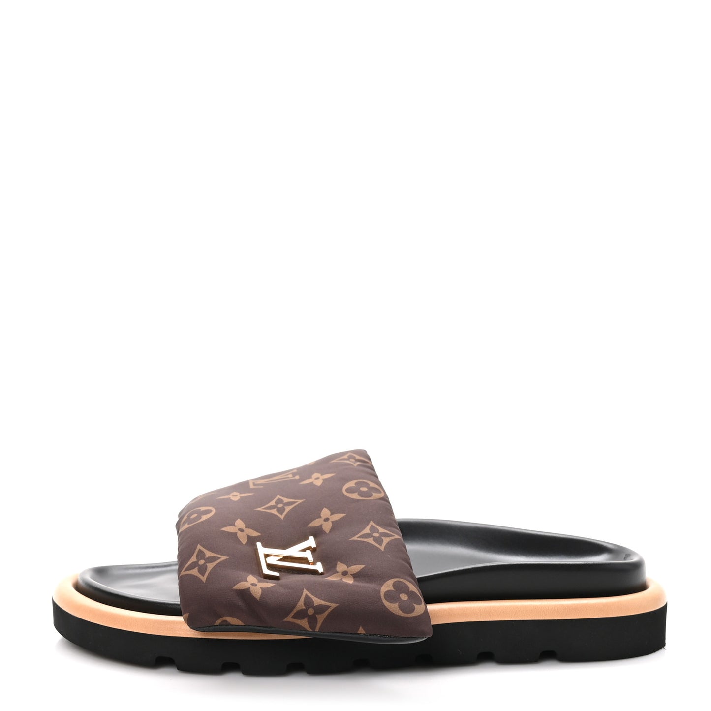 Nylon Monogram LV Pool Pillow Flat Comfort Mule 40 Cacao Brown