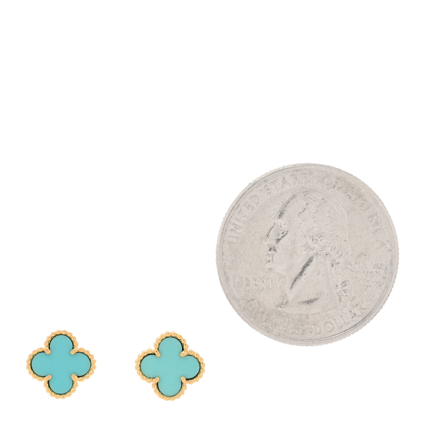 18K Yellow Gold Turquoise Sweet Alhambra Earrings