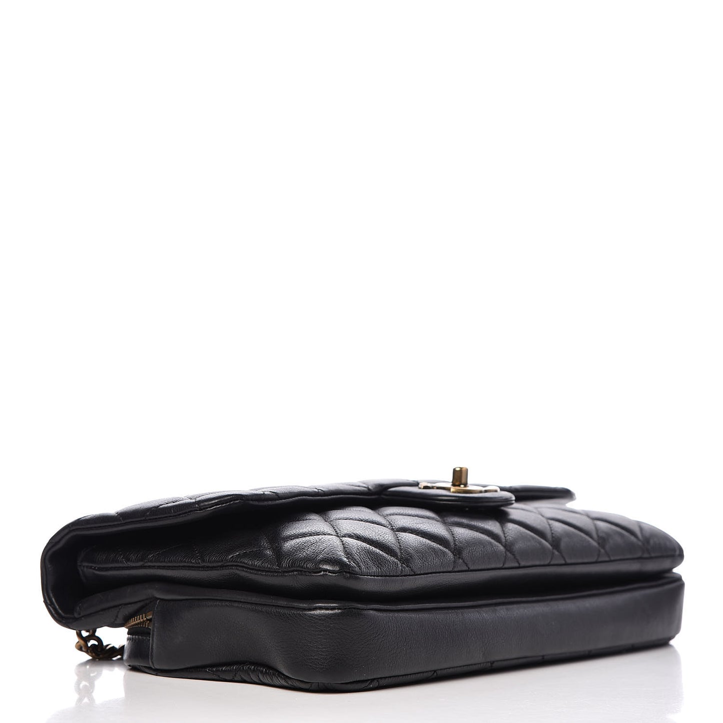 Calfskin Quilted Medium CC Crown Flap Black