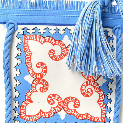 Valentino Garavani Ibiza Canvas Rope Fringe Miami Medium Tote Blue 8 of 11
