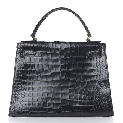 Hermes Shiny Niloticus Crocodile Kelly 28 Black 20 of 34