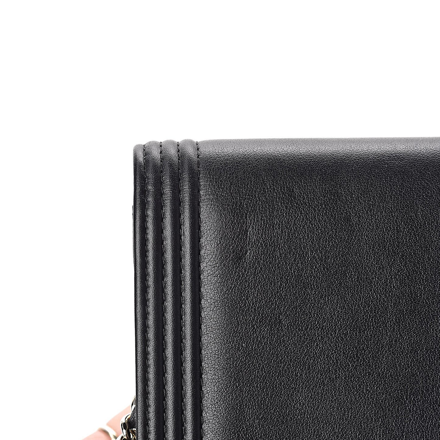 Metallic Goatskin Lambskin Boy Wallet on Chain WOC Black Gold