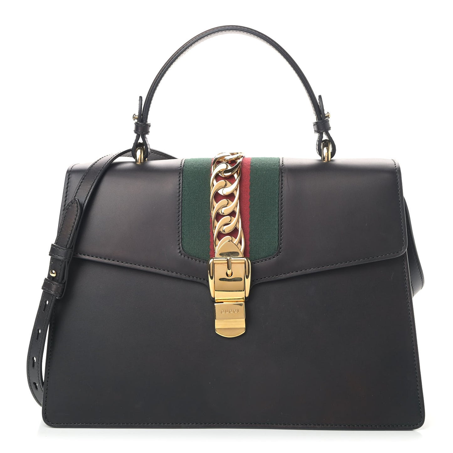 Calfskin Medium Sylvie Top Handle Bag Black