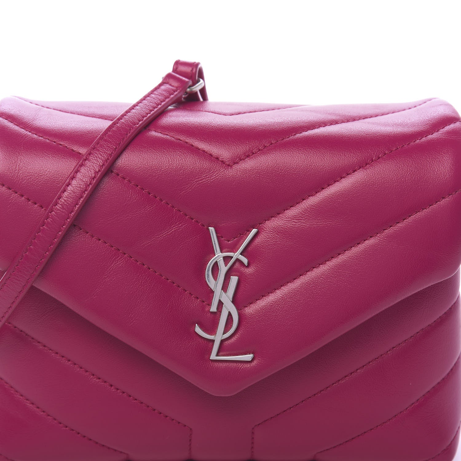Saint Laurent Calfskin Y Quilted Monogram Toy Loulou Crossbody Bag Freesia 9 of 10