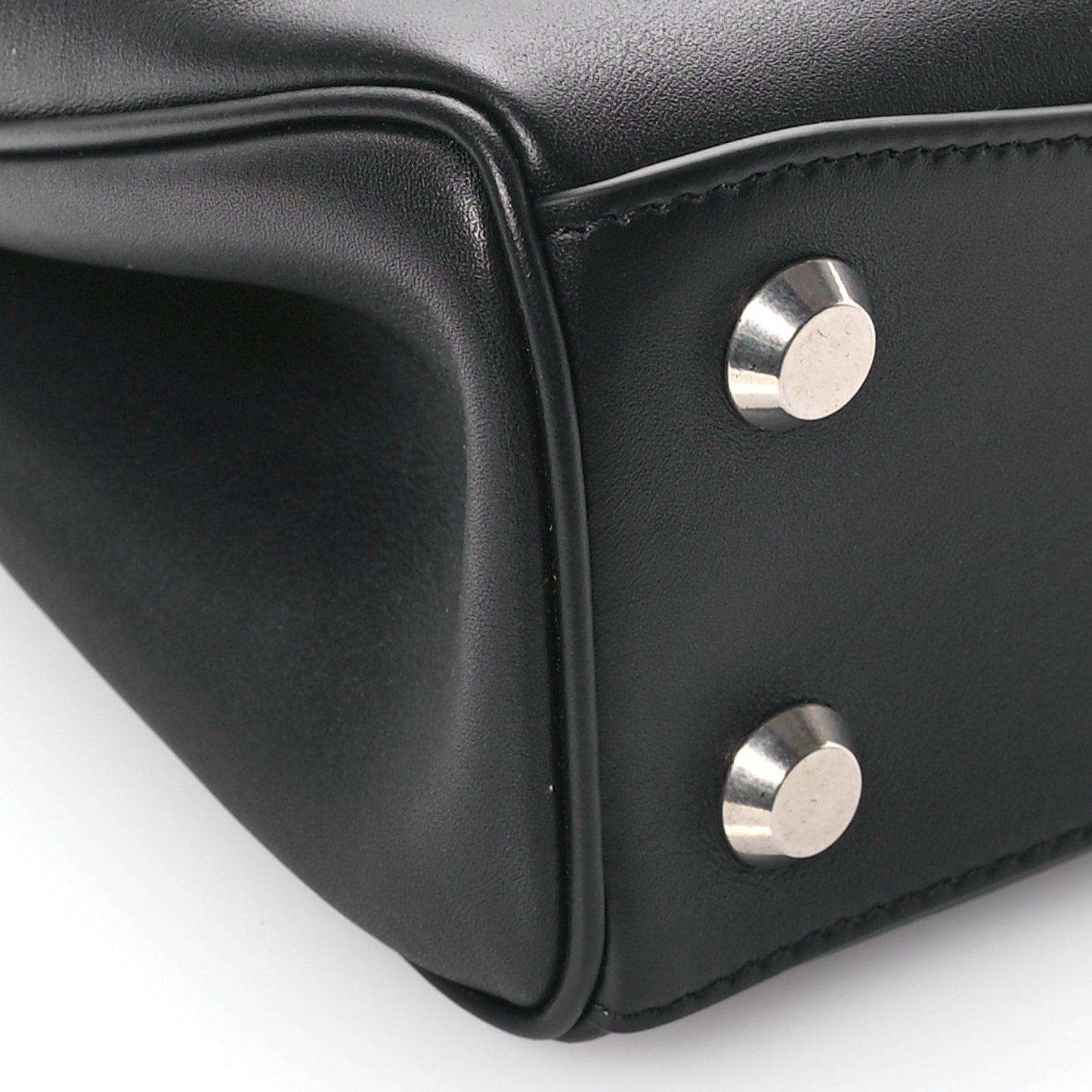 Natural Smooth Calfskin Mini Rodeo Top Handle Handbag Black