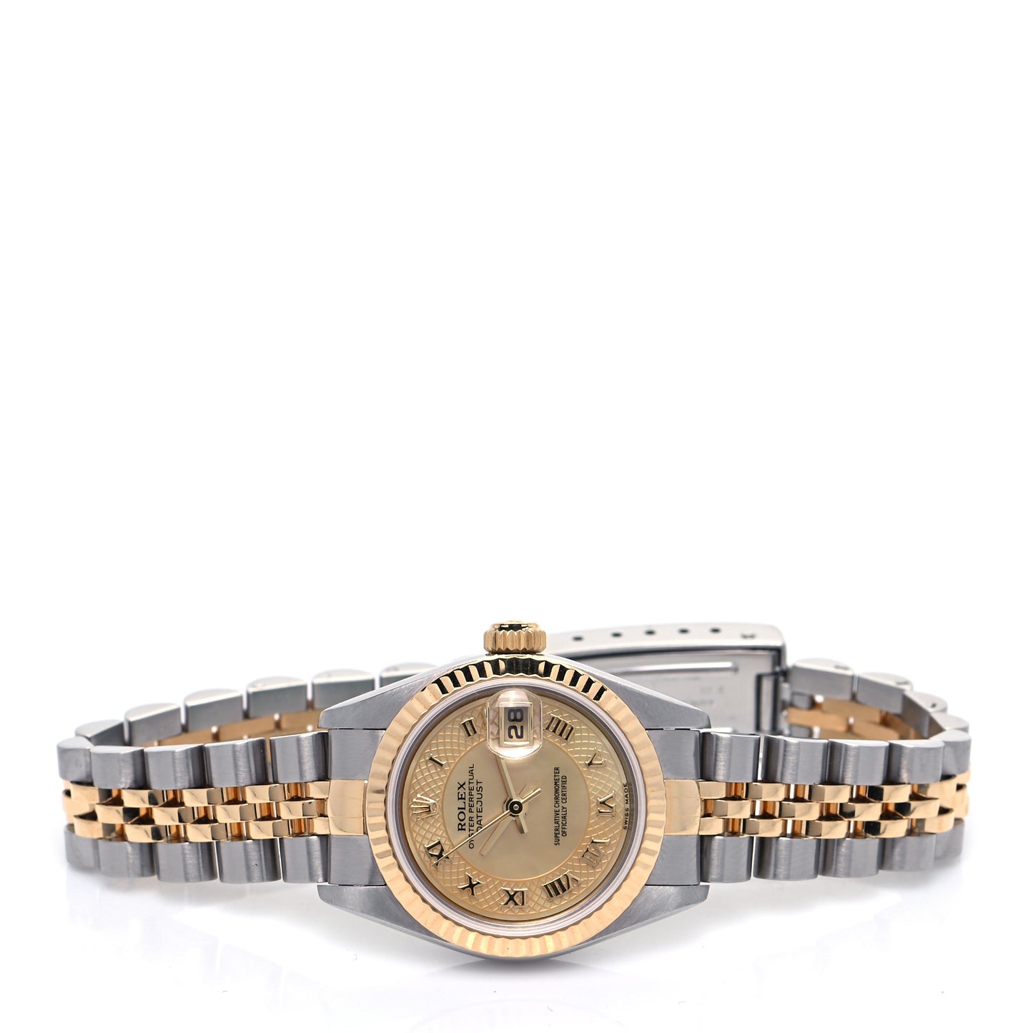 Stainless Steel 18K Yellow Gold Mother of Pearl 26mm Oyster Perpetual Datejust Watch Champagne 79173