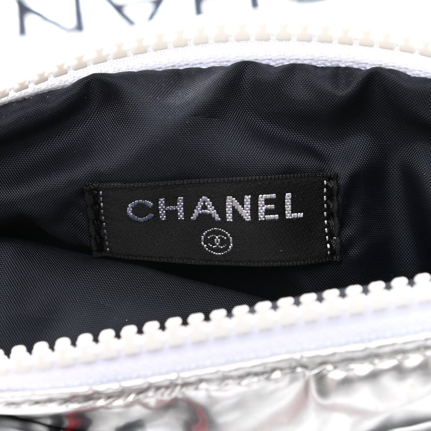 Chanel Nylon Terry Cloth Reversible Chanel Airlines Tote Silver Navy 11 of 18