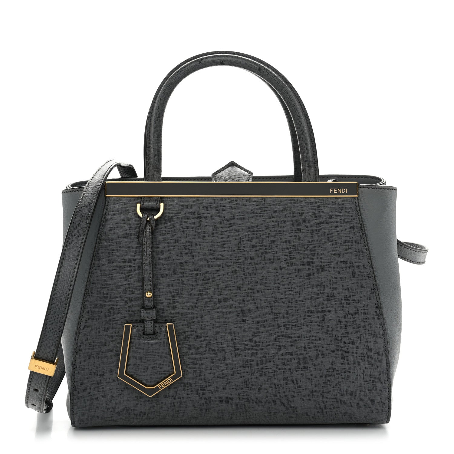 Fendi Vitello Elite Petite 2Jours Tote Grigio Grigio Chiaro 1 of 14