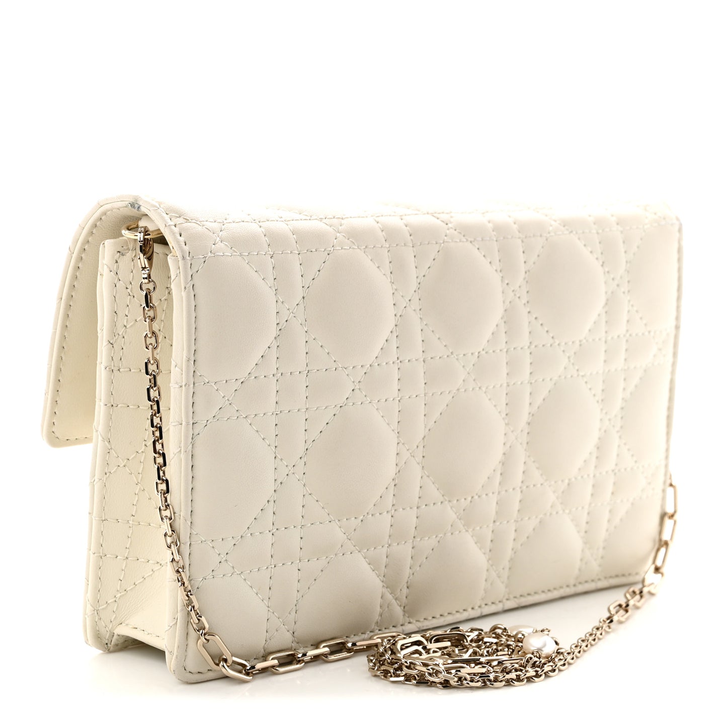 Lambskin Cannage Chain My Dior Daily Chain Pouch Latte
