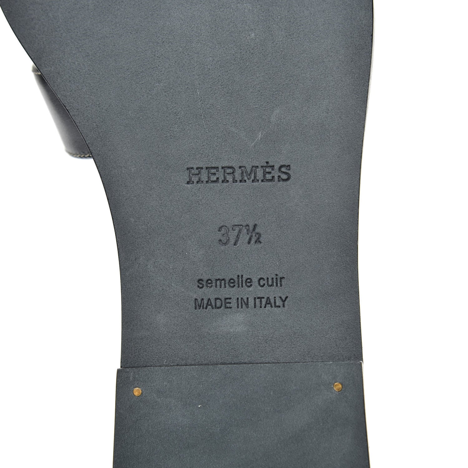 Hermes Box Calfskin Oran Sandals 37.5 Black 6 of 9