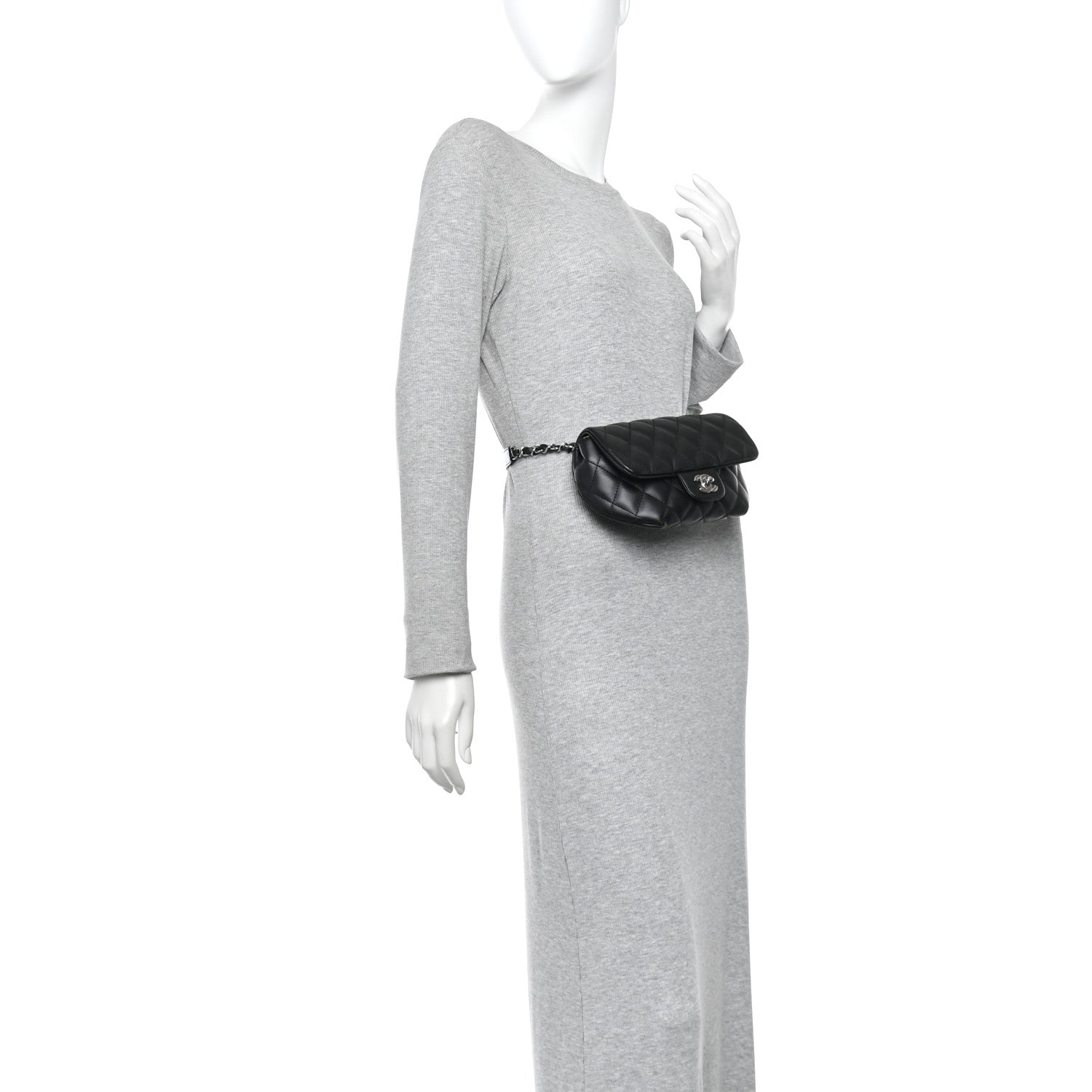 Chanel Calfskin Quilted CC Uniform Flap Belt Bag Black 2 of 10