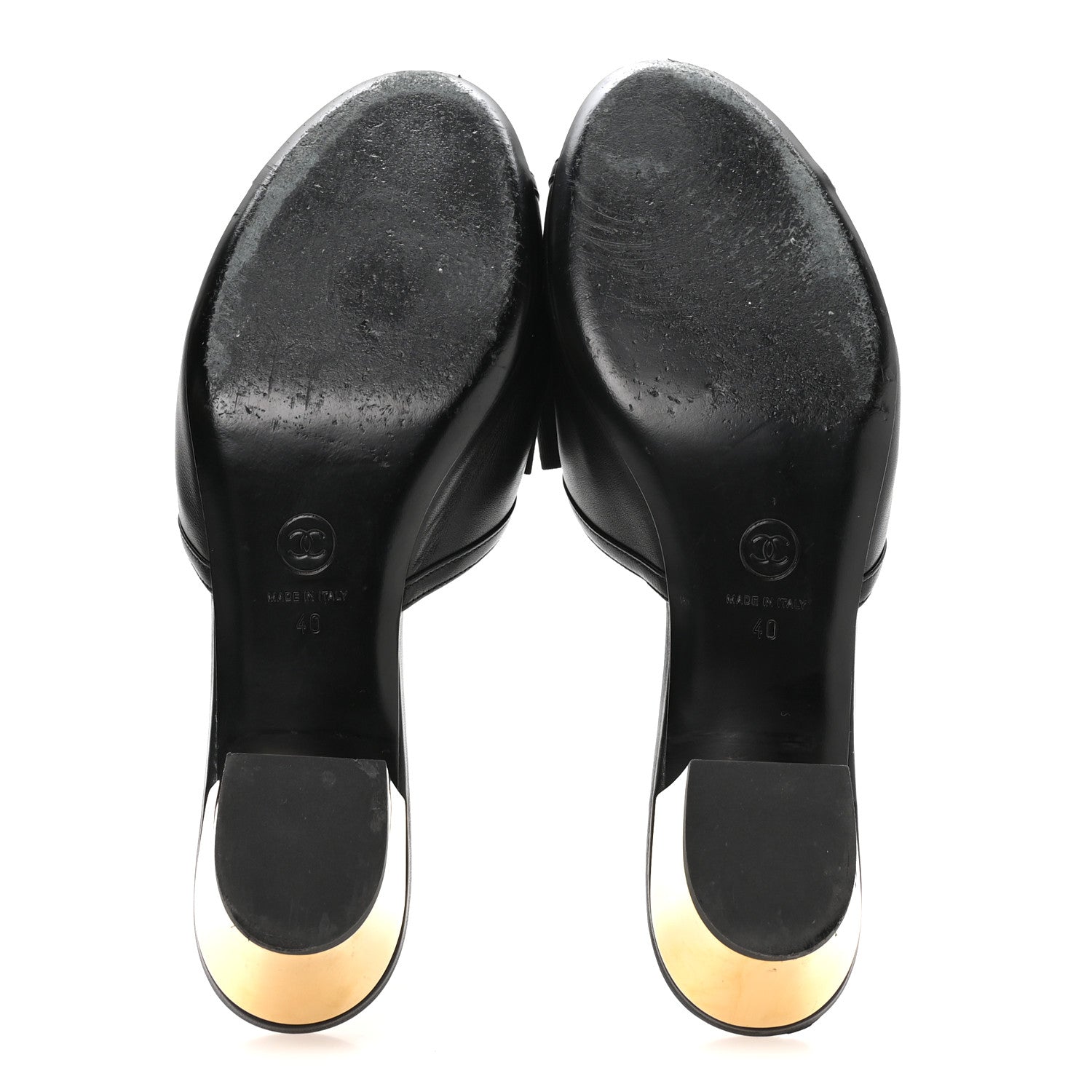 Chanel Lambskin Grosgrain Bow CC Mules 40 Black 11 of 16