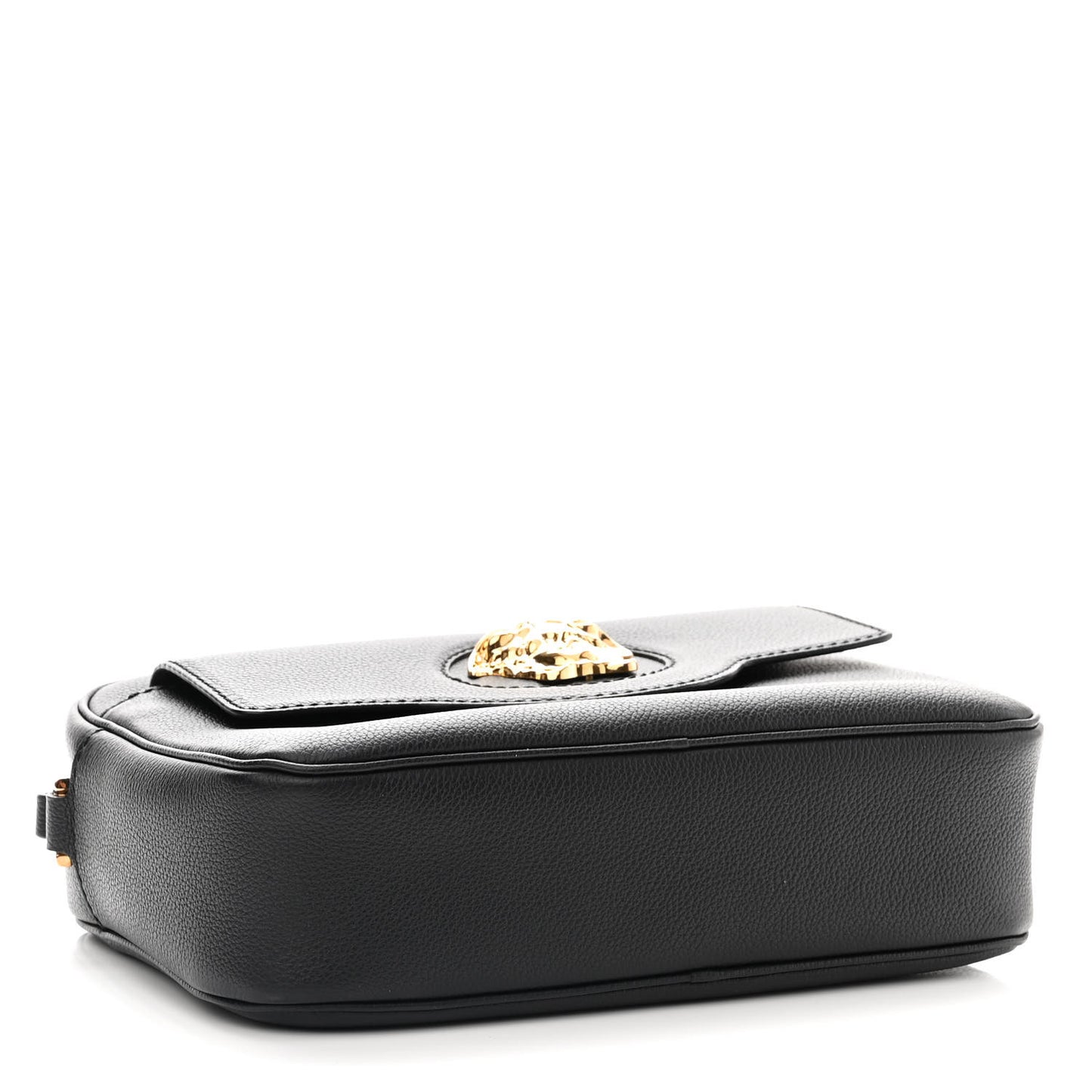 Grained Calfskin Medusa Camera Bag Black