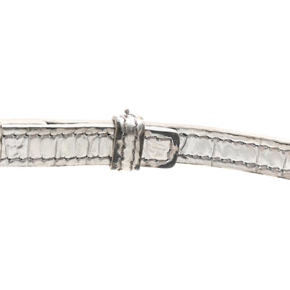 Balenciaga Metallic Calfskin Crocodile Embossed Hourglass Top Handle Bag XS Silver 20 of 27