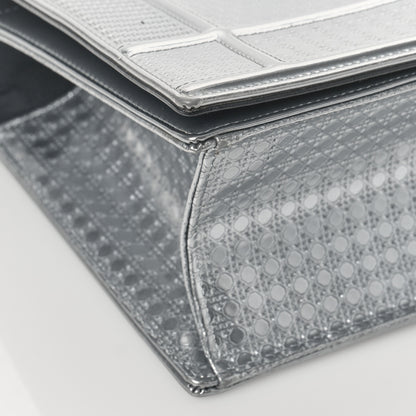 Christian Dior Metallic Patent Micro-Cannage Medium Diorama Flap Bag Silver 7 of 8