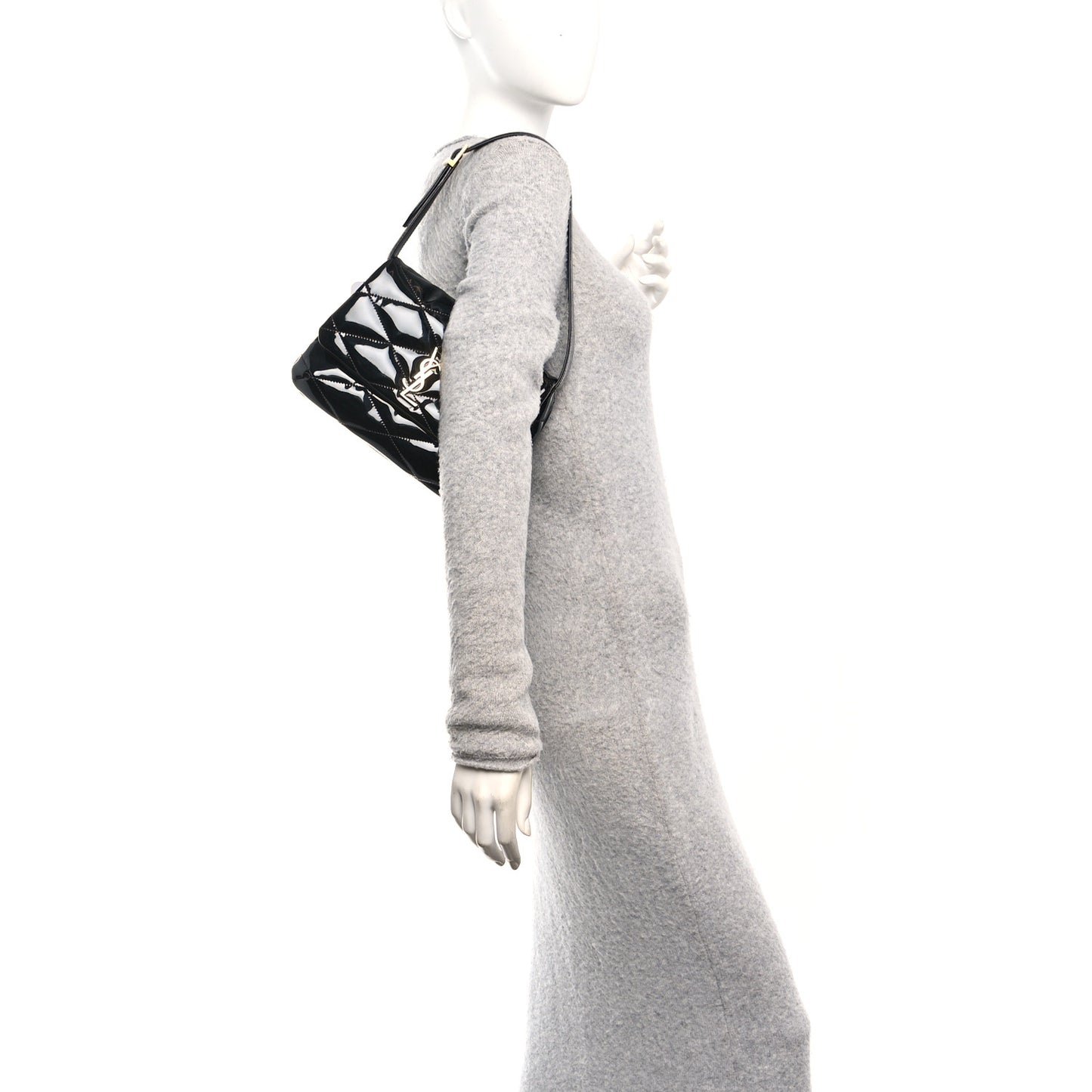 Patent Quilted Le 57 Diamond Shoulder Bag Black