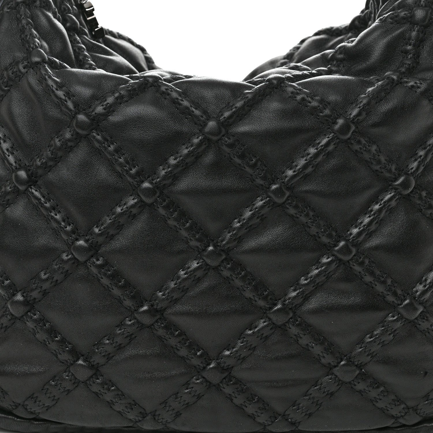 Chanel Quilted Lambskin Hidden Chain Hobo Black 8 of 10