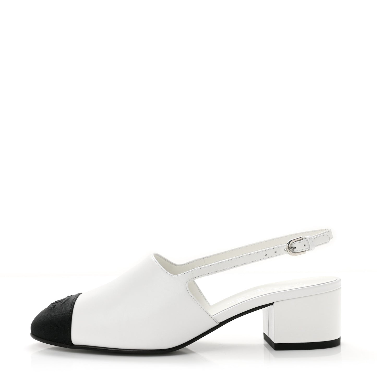 Goatskin Grosgrain Cap Toe CC Slingback Pumps 39 Black