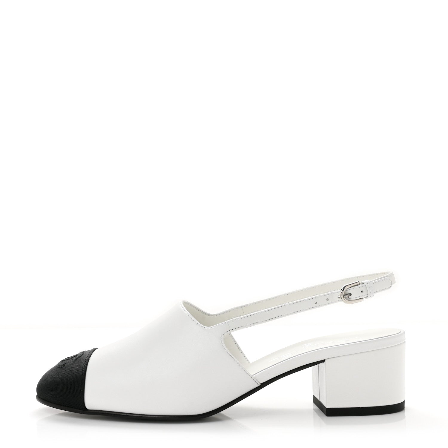Chanel Goatskin Grosgrain Cap Toe CC Slingback Pumps 39 Black 1 of 10