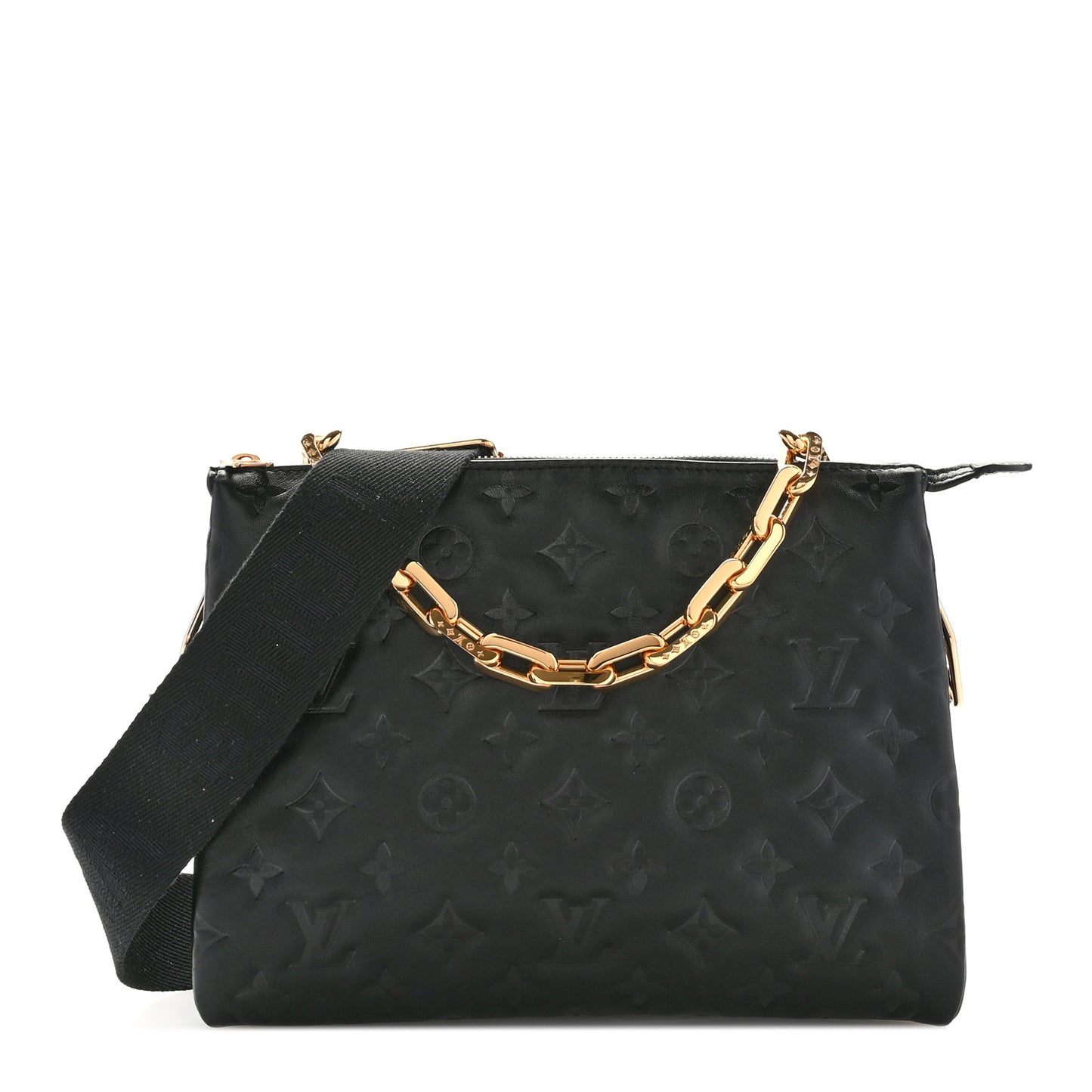 Lambskin Embossed Monogram Coussin PM Black