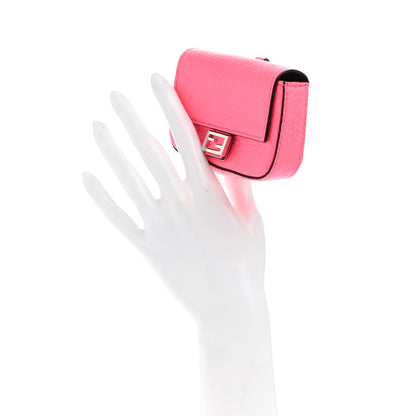 Fendi Cuoio Romano Micro Baguette Charm Rosa Fluo 2 of 9