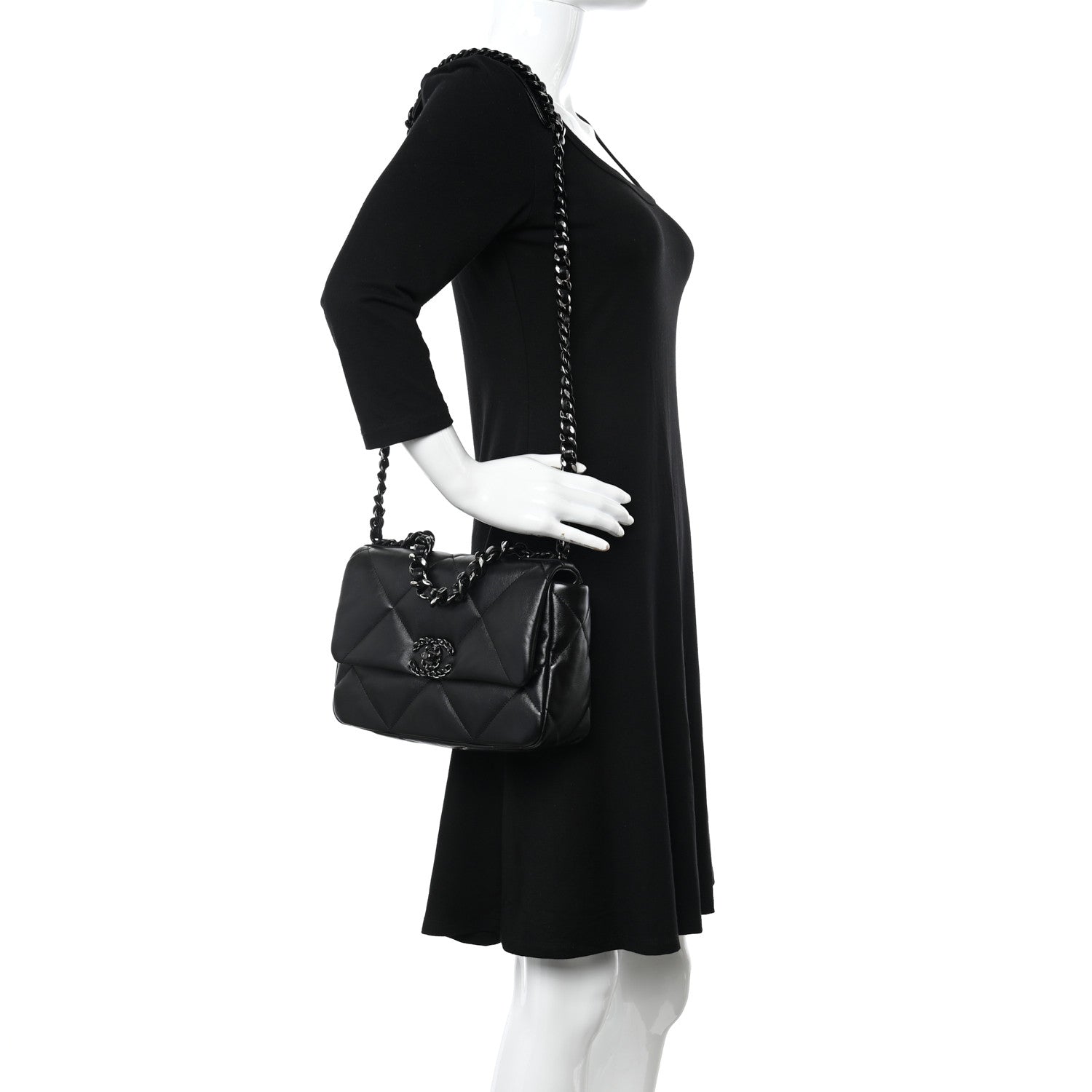 Chanel Lambskin Quilted Medium Chanel 19 Flap So Black 2 of 10