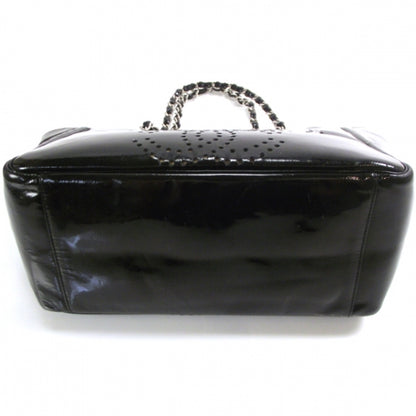 Chanel Patent Perforated CC Shopping Tote Black 4 of 9