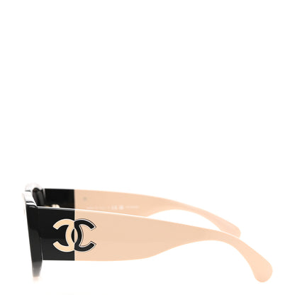 Chanel Acetate Oval Sunglasses 5524-A Black Beige 3 of 8
