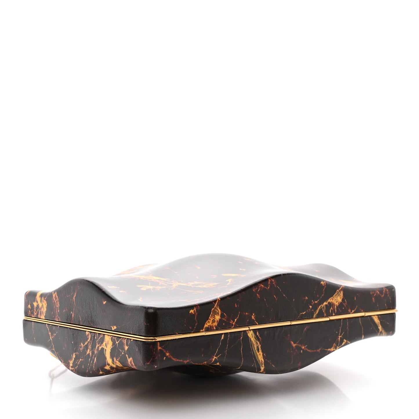 Spazzolato Calfskin Chain Clutch Gold Marble