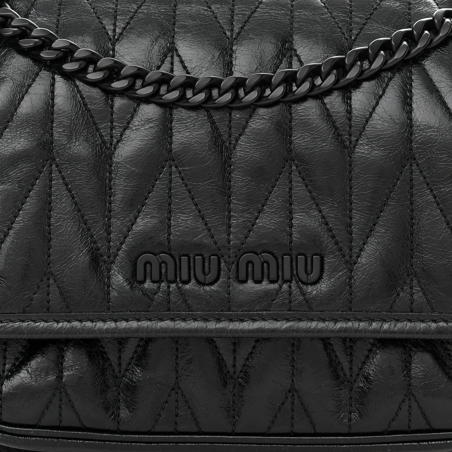 Miu Miu Vitello Shine Trapu Shoulder Bag Black 7 of 9