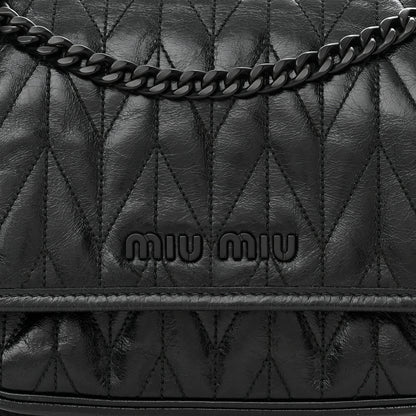 Miu Miu Vitello Shine Trapu Shoulder Bag Black 7 of 9