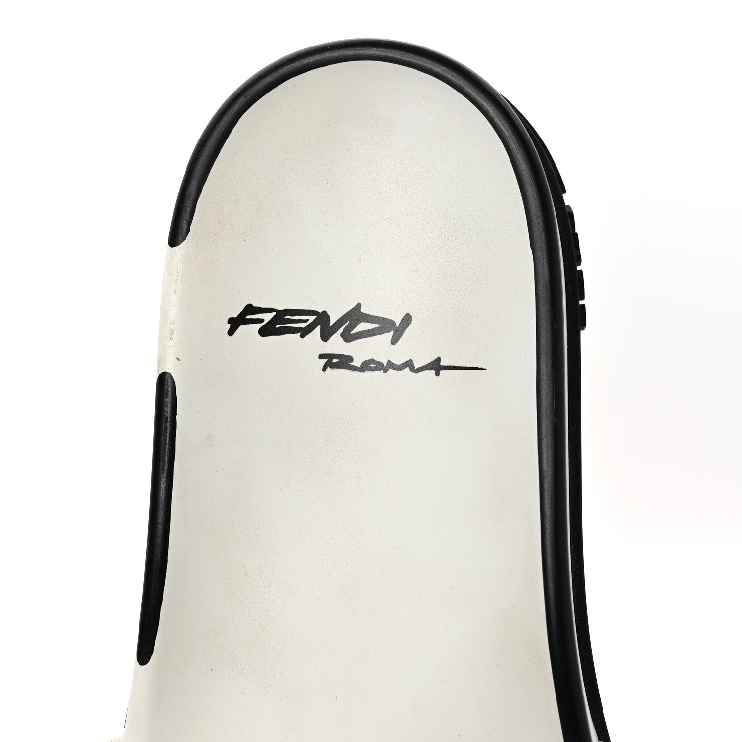 Fendi X JOSHUA VIDES Roma Calfskin Fussbetts Slide Sandals 37 Snow White Black 9 of 13